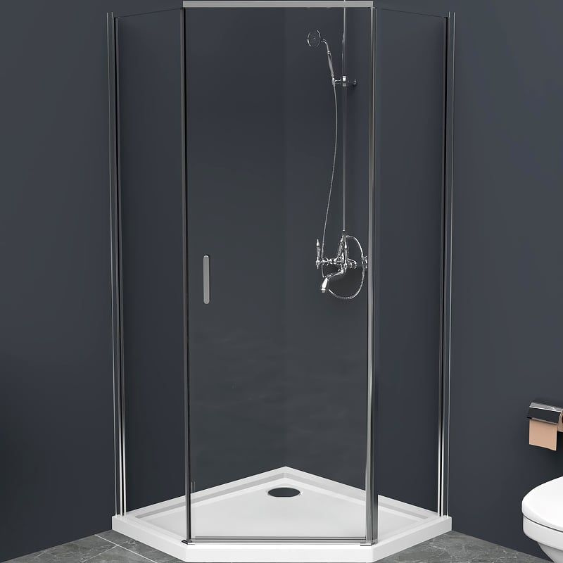 Душевой уголок BelBagno Uno 100х100 UNO-195-P-1-100-C-Cr профиль Хром стекло прозрачное  #1