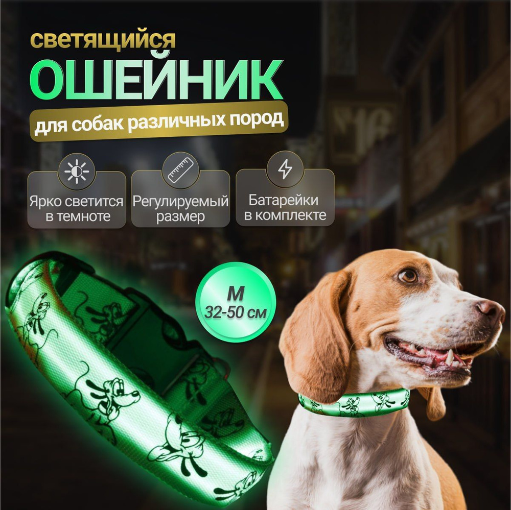 Светящийся ошейник для собак крупных, средних и маленьких пород ...