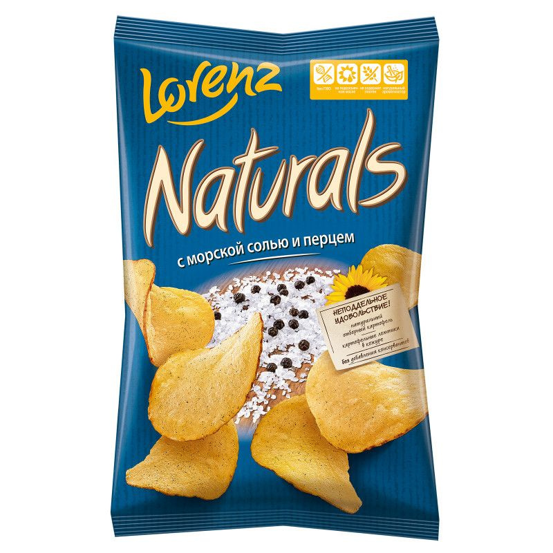 Чипсы картофельные Lorenz Naturals с морской солью и перцем, 100г  #1