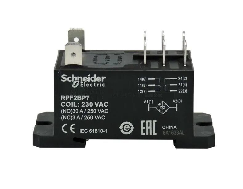 Силовое реле 2 перекидных контакта SCHNEIDER ELECTRIC RPF2BP7 #1