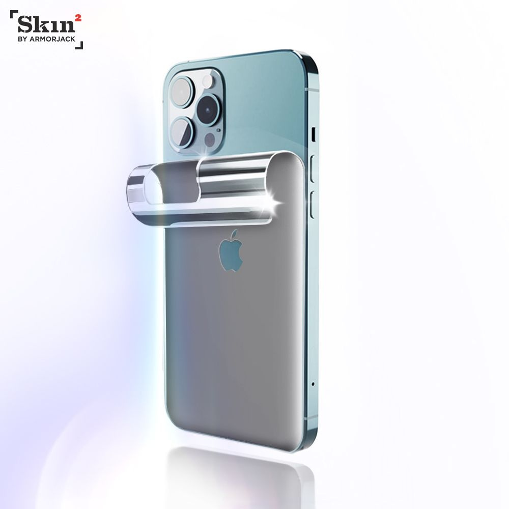 Противоударная полиуретановая пленка Skin2 by ArmorJack сталь с логотипом  на корпус Apple iPhone 15 Pro Max