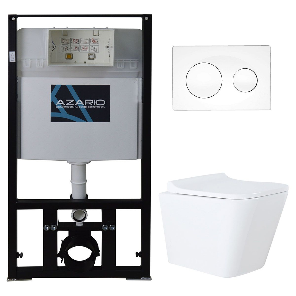 Сет AZARIO инсталляция с панелью смыва + унитаз Teramo (квадратный) с сидением микролифт+ клавиша 0012, #1