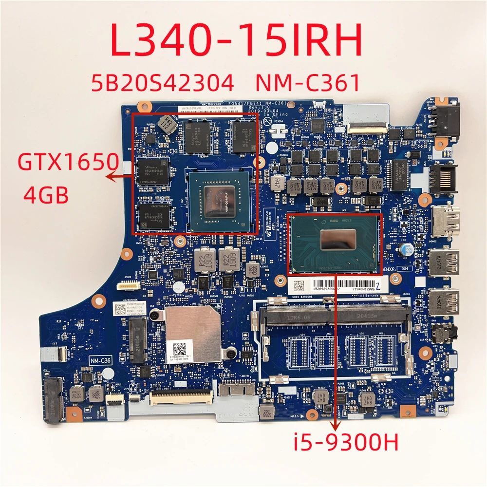 Материнская плата ноутбука NM-C361 ДЛЯ Lenovo L340-15IRH С графическим ...