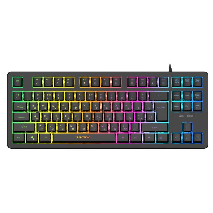 Клавиатура проводная Jet.A Panteon M170 игровая Rainbow с LED подсветкой, 87 кл, черная  #1