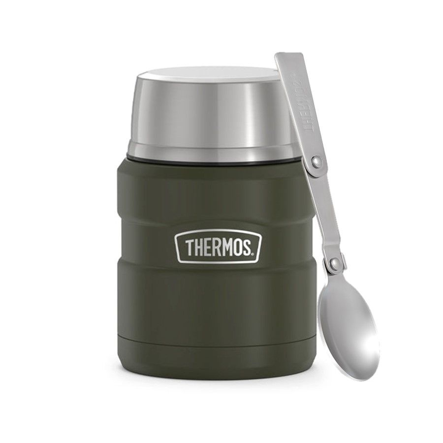 Thermos KING для еды 0.47L, хаки - безупречное качество с 1904, тот самый  термос с ложкой в комплекте (SK3000)