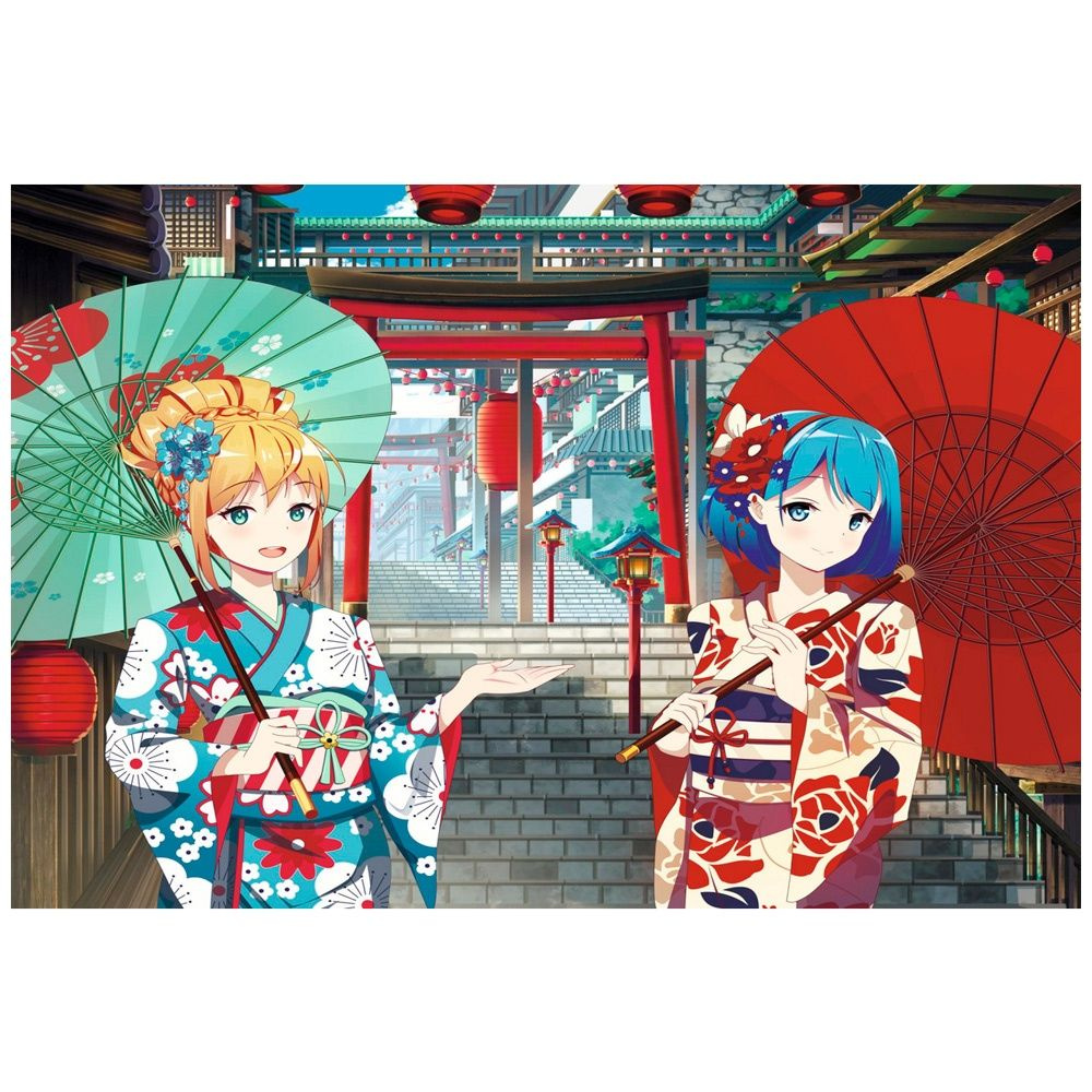 Набор для росписи Рыжий кот "Аниме", Девушки в кимоно, по холсту, 40х50 см  #1