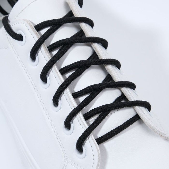 Шнурки для обуви, пара, круглые, d - 3 мм, 120 см, цвет чёрный  #1