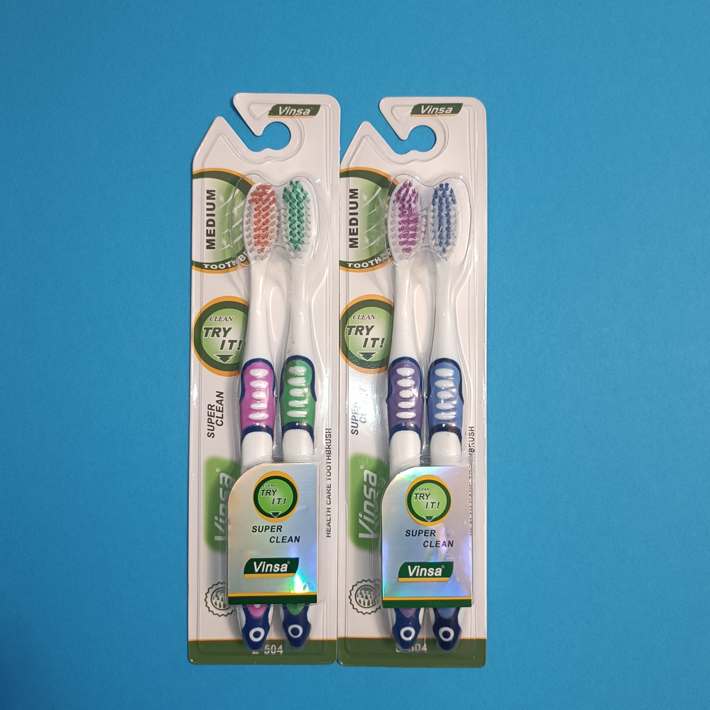 щетки зубные Vinsa набор 4 шт цветные купить на OZON по низкой цене ...