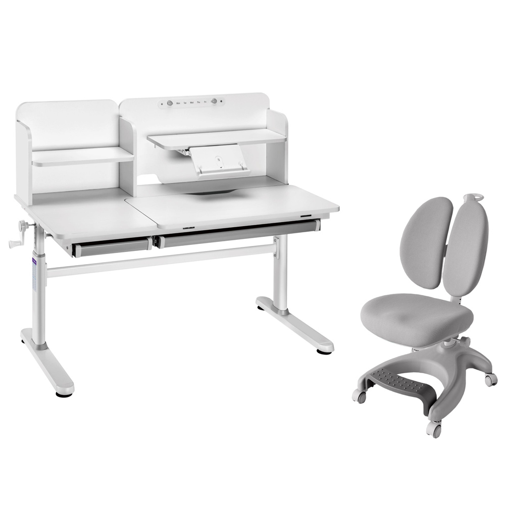 CUBBY Комплект парта + стул Трансформер Комплект парта Iris II Grey + кресло Solerte Grey, 120х60х76 #1
