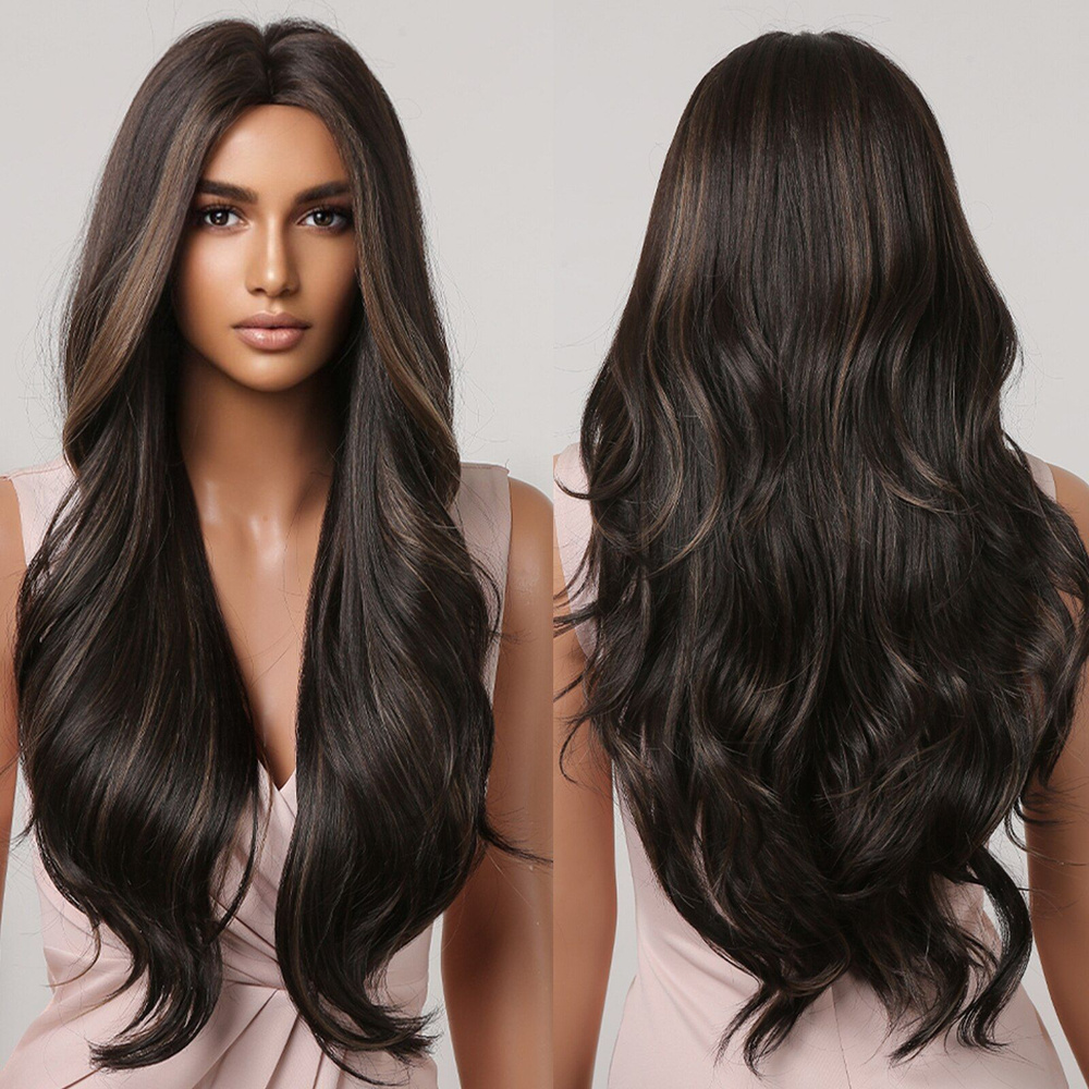 Темно - коричневый длинноволновый парик синтетический термостойкий ...