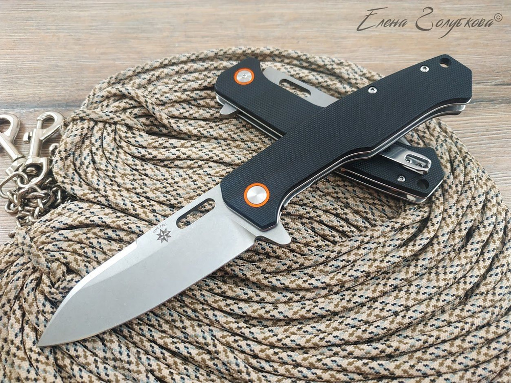 FIVE PRO Складной нож Нож флиппер Ребус G10 сталь D2, длина лезвия 9 см ...