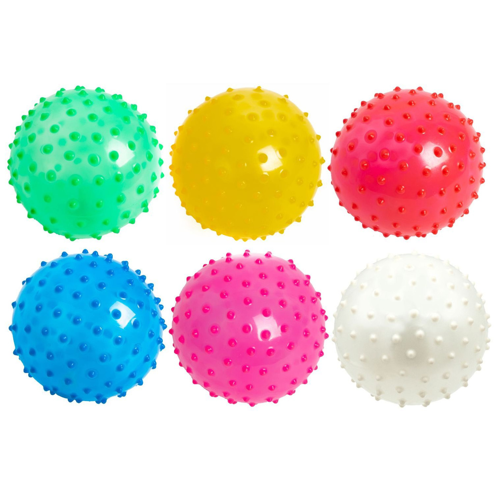 Мяч резиновый детский с шипами 10 см набор 6шт - купить с доставкой по ...