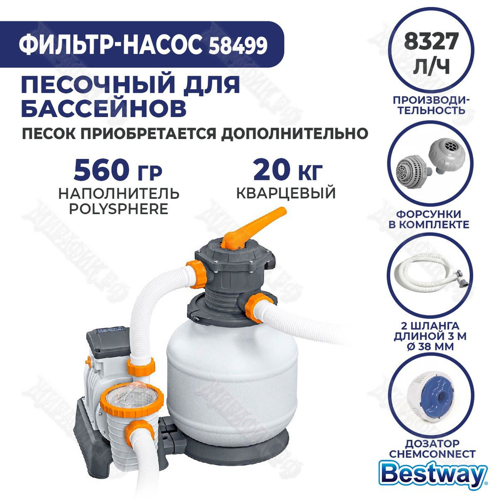 Песочный фильтр насос для бассейна 8327 л/ч BestWay 58499 - купить с ...