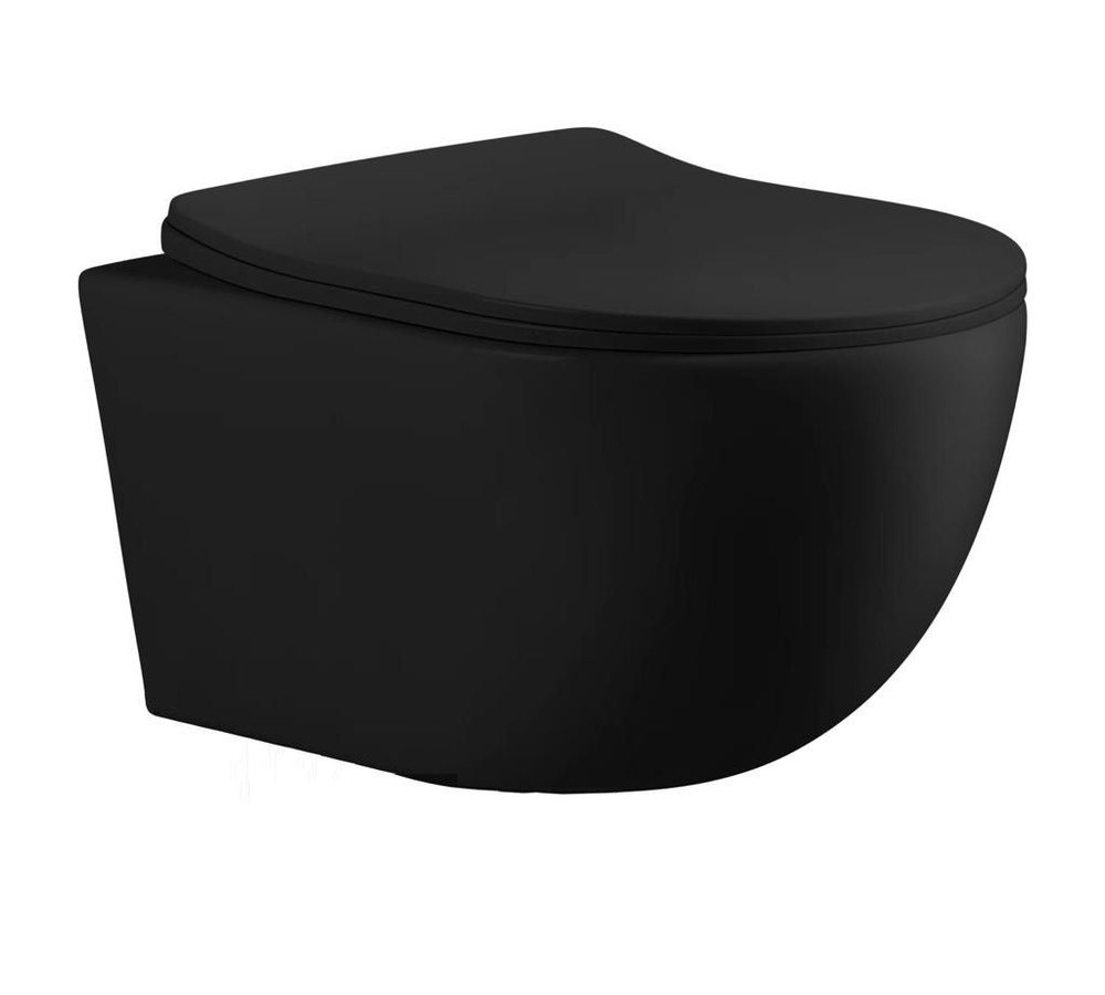 Подвесной унитаз CeruttiSPA Ortler Aria MBF CT10017, безободковая чаша, с сиденьем микролифт, цвет черный #1