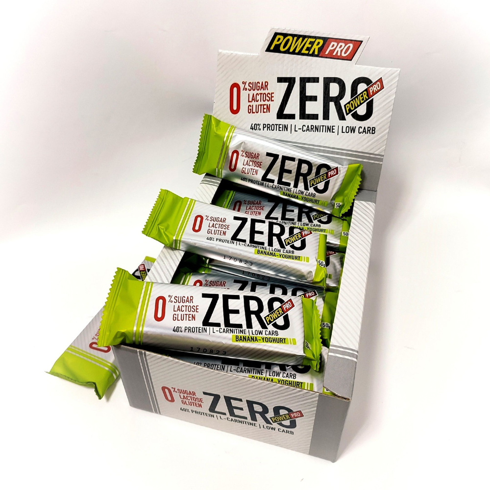 Протеиновый батончик без сахара (Банановый йогурт) ZERO Power Pro. 20 шт./ 50 гр.  #1