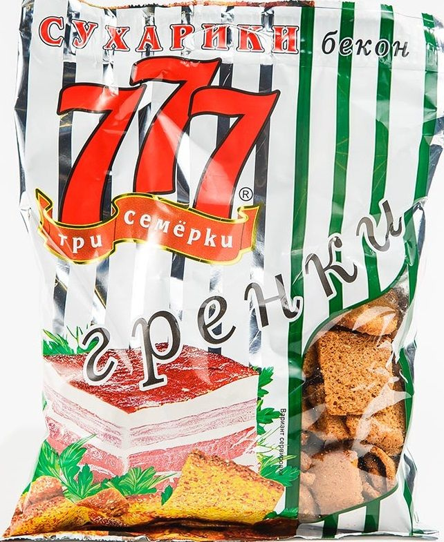 777 гренки ржано-пшеничные со вкусом бекона, 50 г. * 40 шт #1