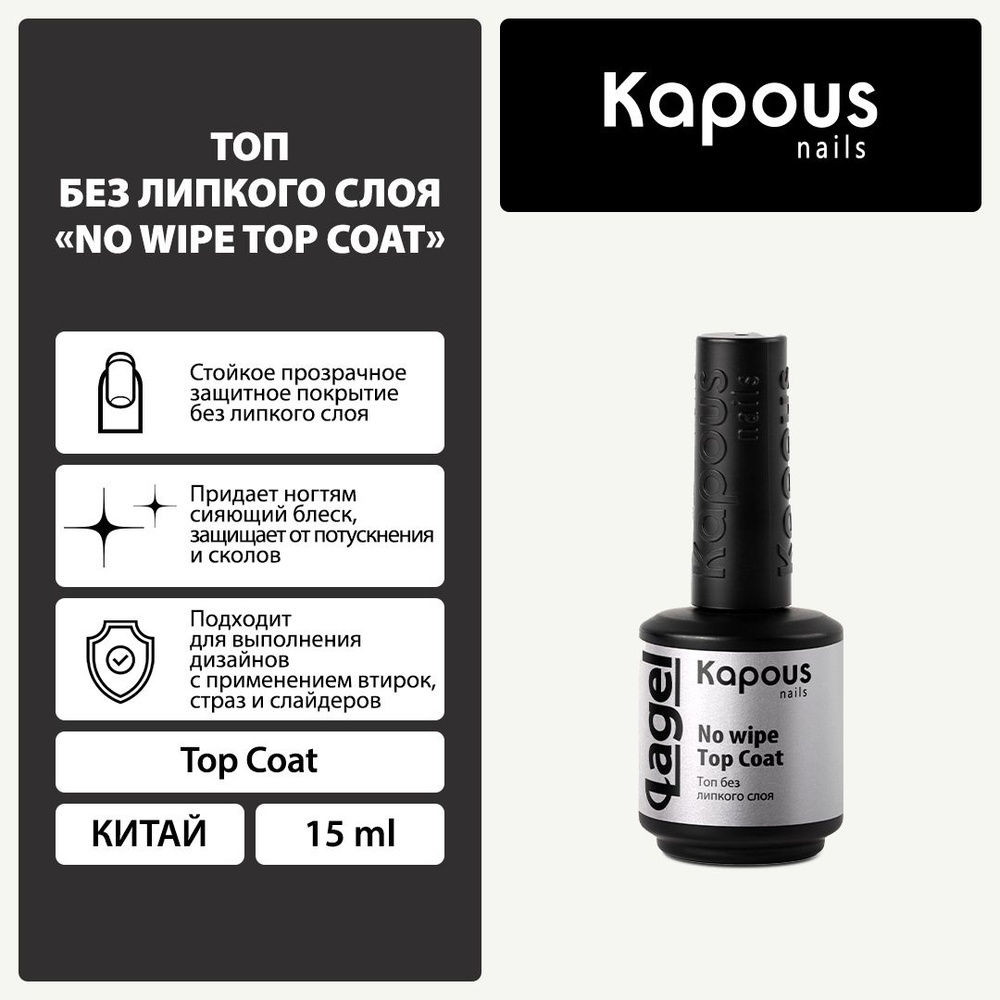 1745 Топ без липкого слоя No wipe Top Coat , 15 мл #1