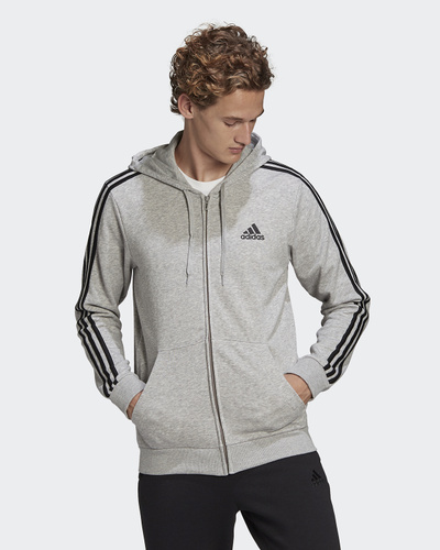 Adidas 3 stripes hoodie hot sale grey