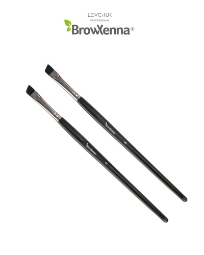 BrowXenna (Brow Henna) Набор кистей для макияжа №8 (скошенные), 2 шт.  #1