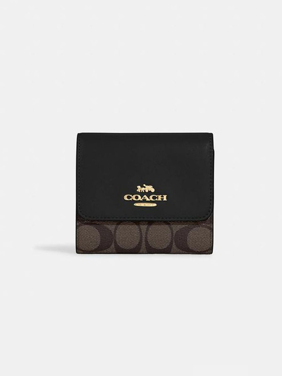 Кошелек COACH Small Trifold Wallet In Colorblock Signature Canvas