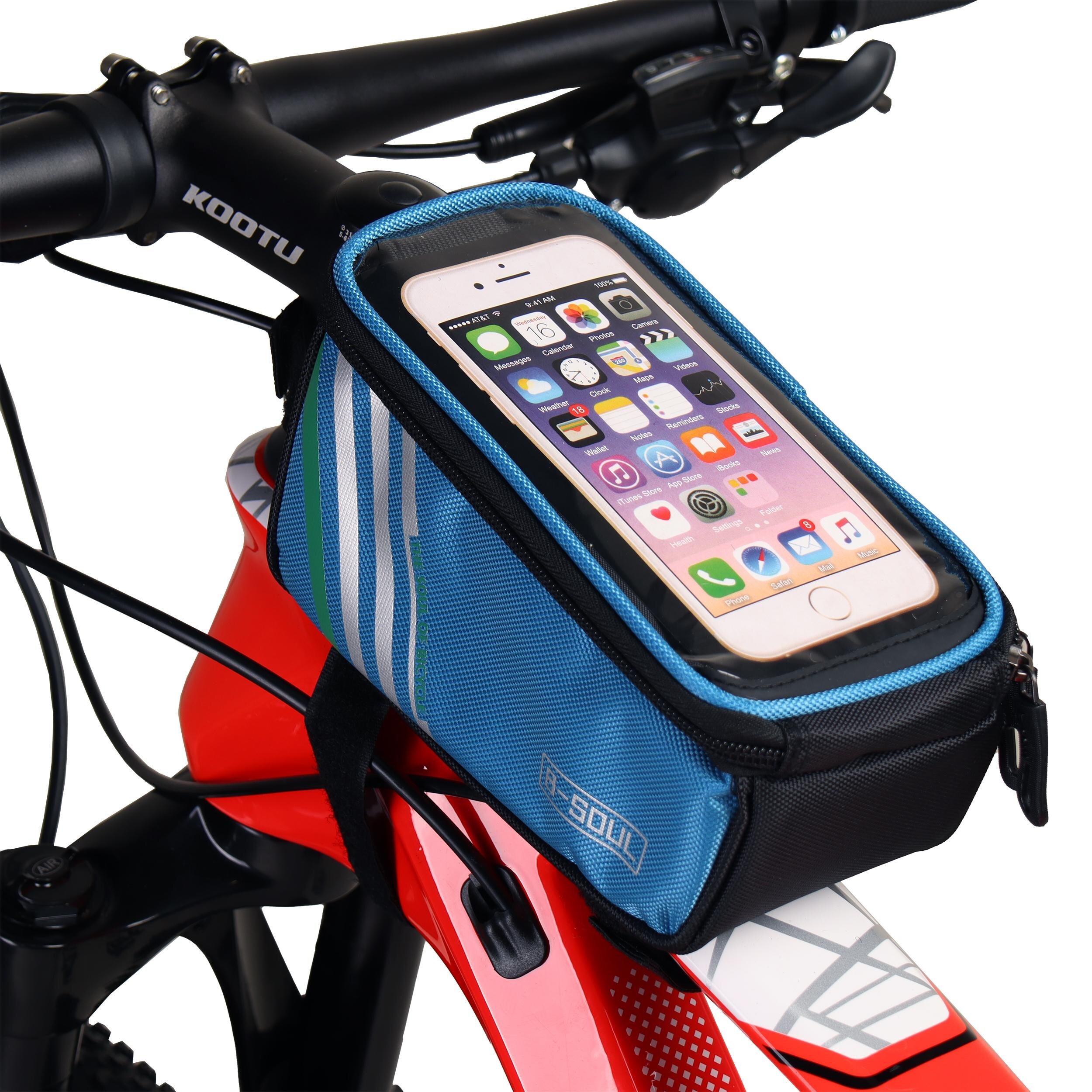Сумка велосипедная на раму BICYCLE SOUL, с отделением для смартфона, основной отсек на молнии, боковой карман-сетка, голубая, 18,5 х 10 х 9 см Сумка велосипедная на раму BICYCLE SOUL, с отделением для смартфона, основной отсек на молнии, боковой карман-сетка, голубая, 18,5 х 10 х 9 см