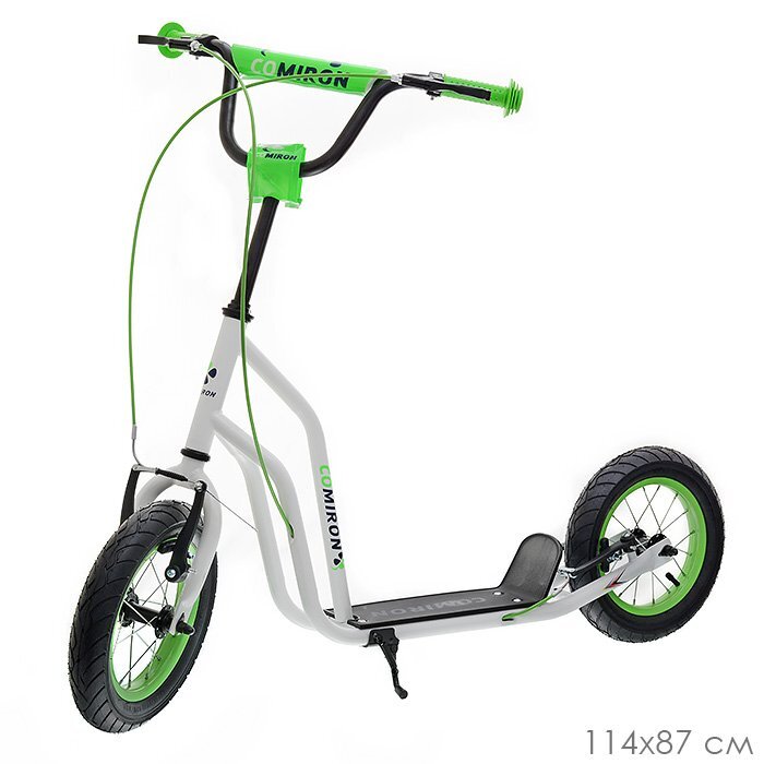 Самокат внедорожный 12" COMIRON GRAVEL GTS01, белый, зеленый — фото 2