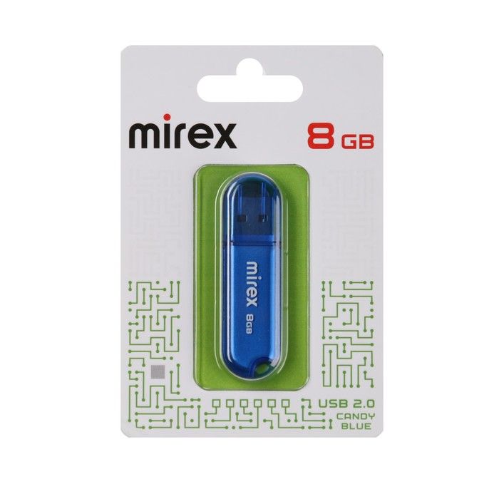 Флешка Mirex CANDY BLUE, 8 Гб, USB2.0, чт до 25 Мб/с, зап до 15 Мб/с, синяя