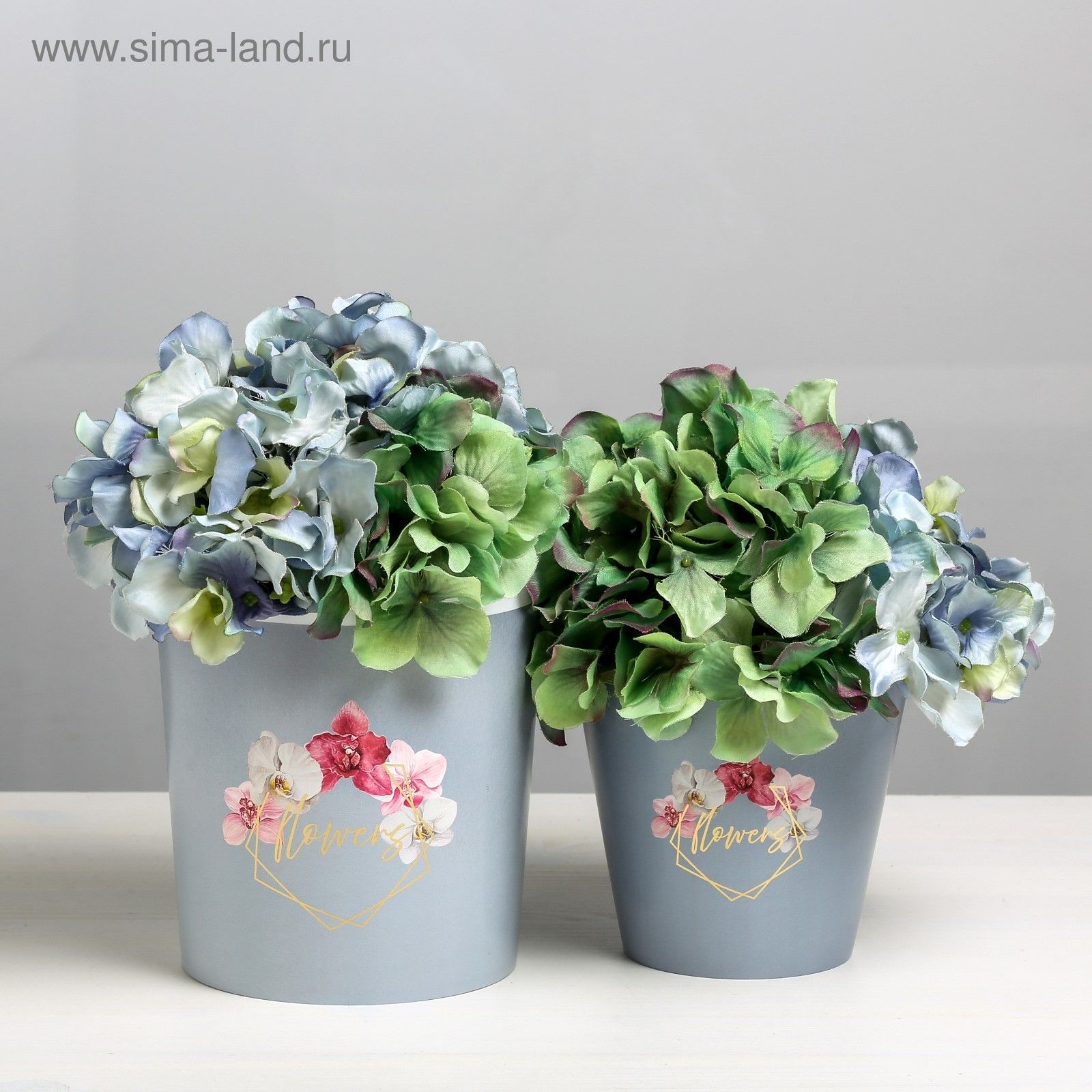 Набор кашпо для цветов 2 в 1 Flowers, тиснение, 0.8 и 1.6 л, 11 12 и 14 14 см