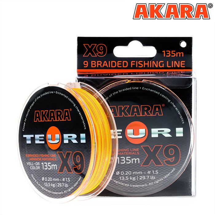 Шнур Akara Teuri X-9 Yellow-Orange 135 м 0,15