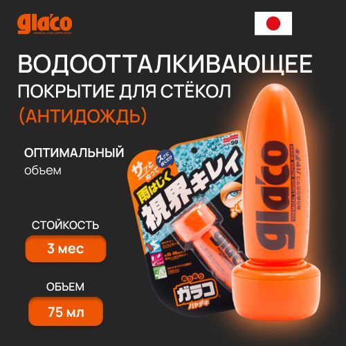 АнтидождьдляавтомобиляSOFT99Glaco,водоотталкивающеепокрытиедлястекол