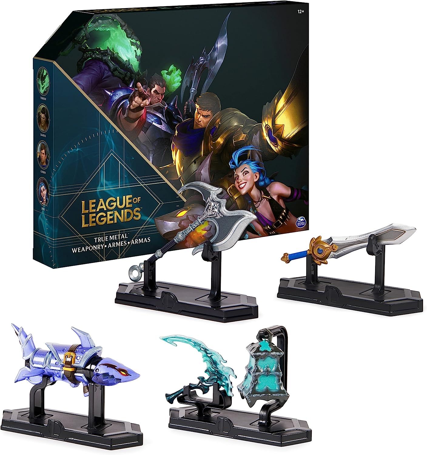 Лига Легенд League Of Legends, металлические фигурки оружий 4-Пак, Thresh, Darius, Jinx, эксклюзивные коллекционные предметы Garen Diecast с дисплеями