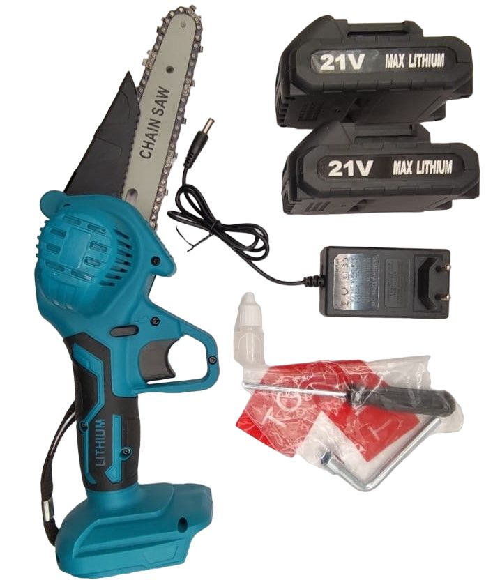 Аккумуляторная цепная садовая мини-пила 21V (АКБ 1,5Ач 2шт, шина 18,5см ...