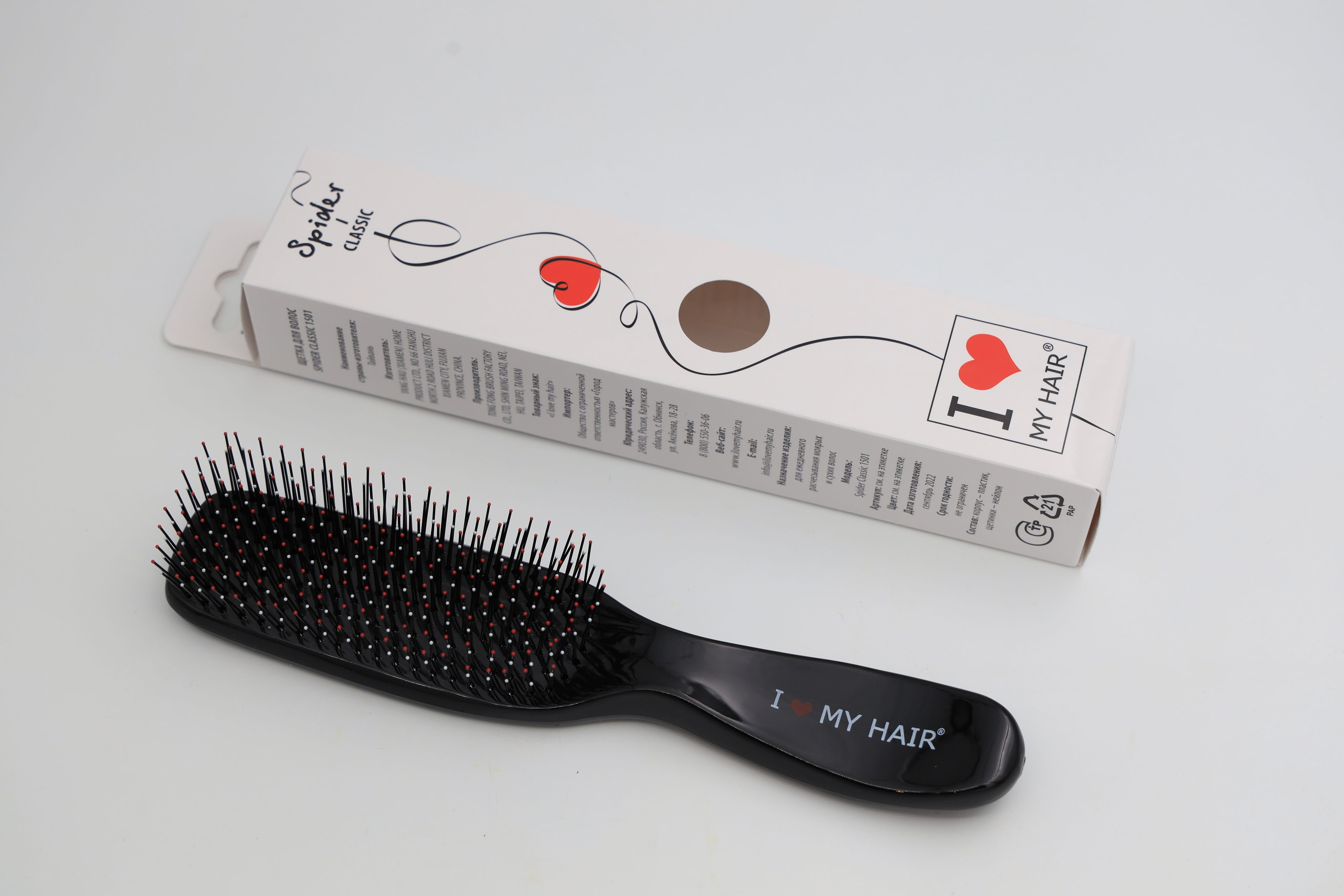 Щетка I LOVE MY HAIR "Spider Classic" 1501 черная глянцевая M - купить ...
