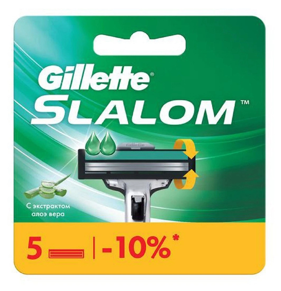 Сменные кассеты Gillette Slalom со смазывающей полоской, 5 шт. - купить ...