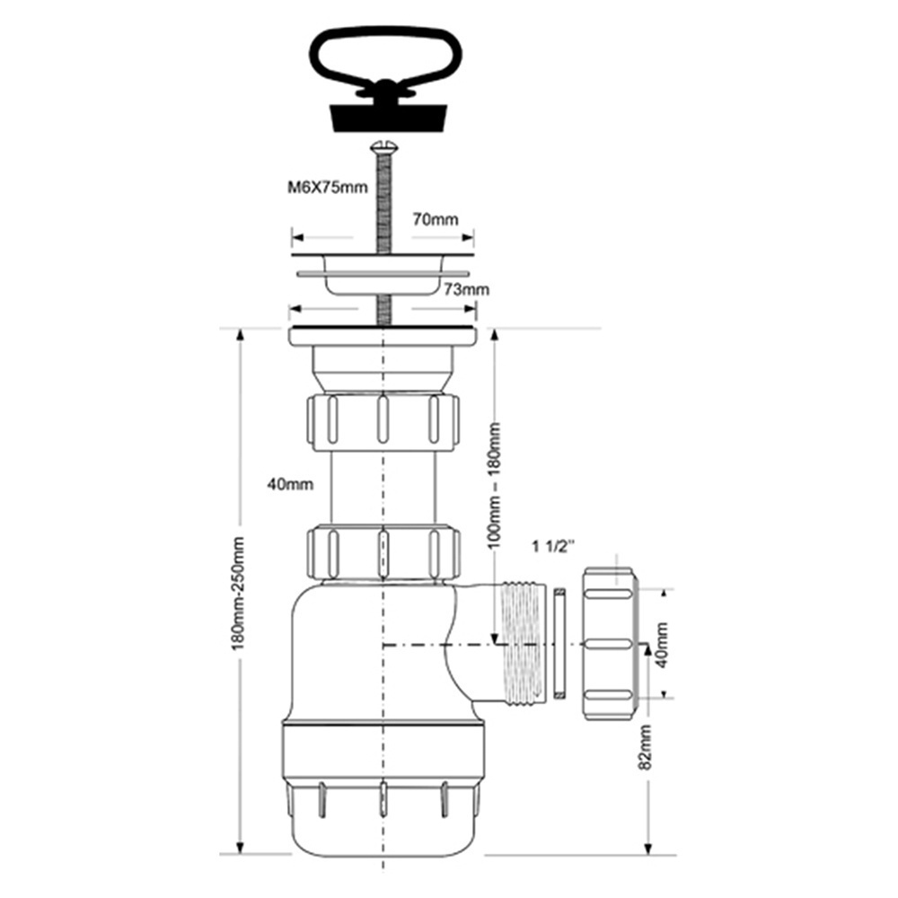 Сифон для мойки McAlpine MRSK2, 1 1/2-40 мм, с выпуском #1