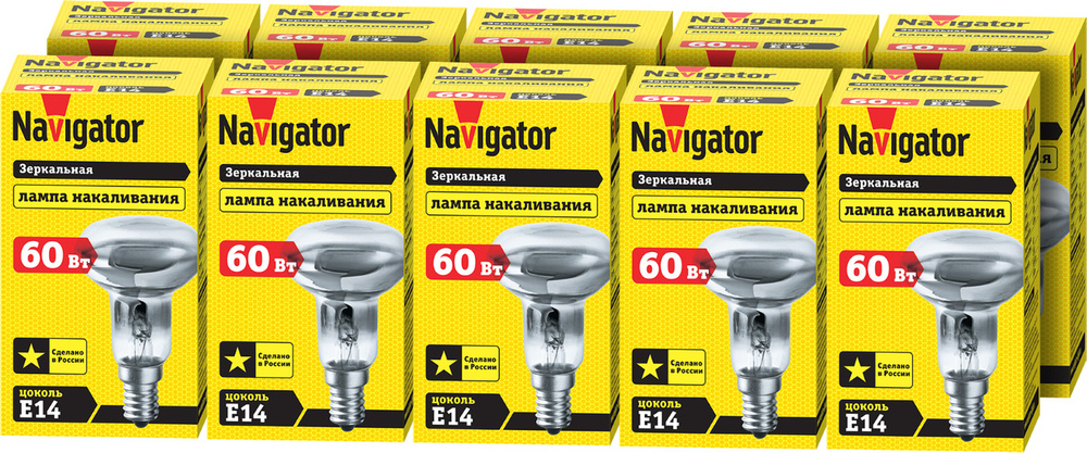 Лампа накаливания Navigator 94 320 NI-R50, 60 Вт, Е14, матовая, упаковка 10 шт. #1