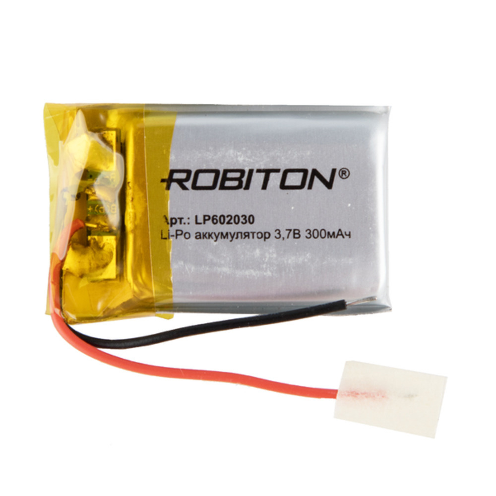 Аккумулятор ROBITON LP602030, Li-Pol, 3.7 В, 300 мАч, призма со схемой защиты  #1