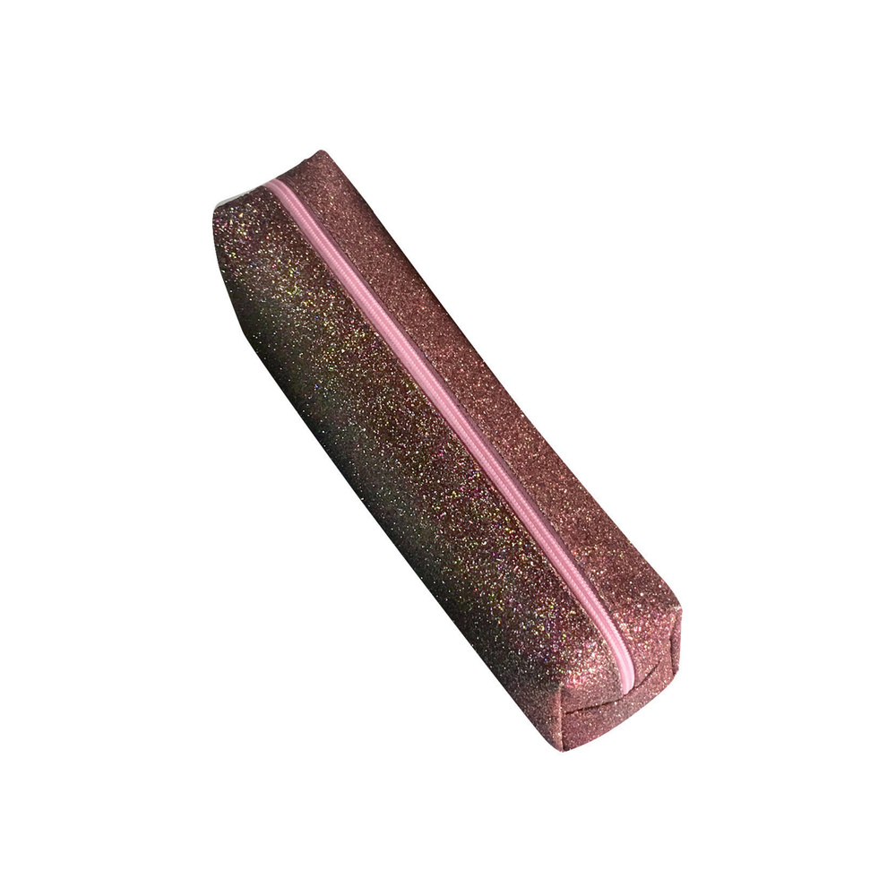 Пенал - косметичка школьный блестящий, 21х7х4,5 см, розовый  #1