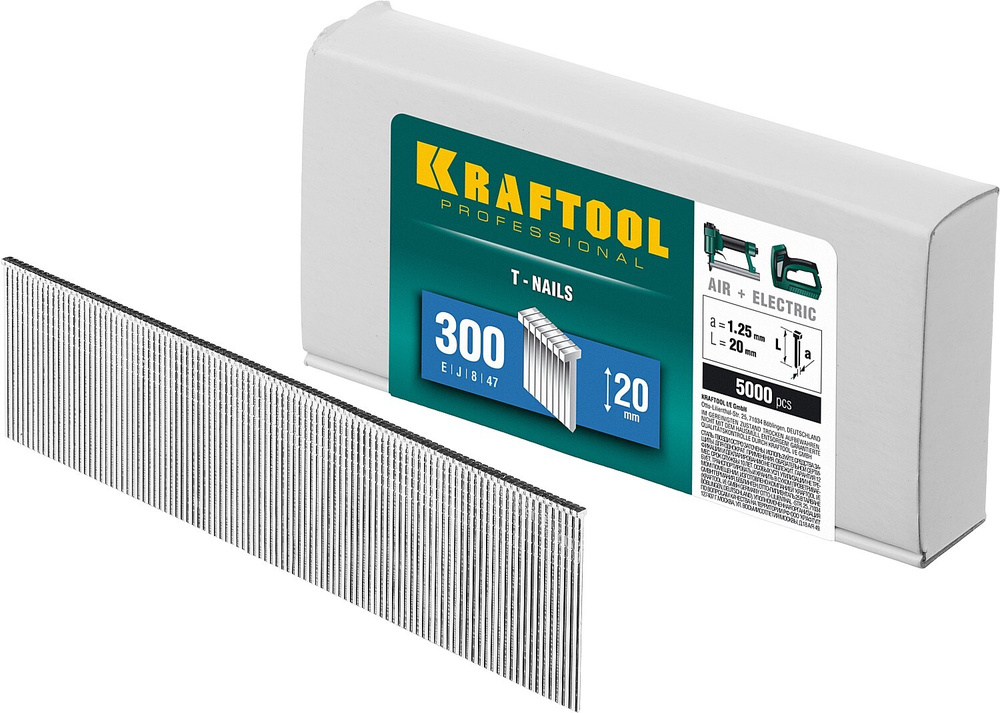 KRAFTOOL 20 мм гвозди для нейлера тип 300, 5000 шт - купить по выгодным ...
