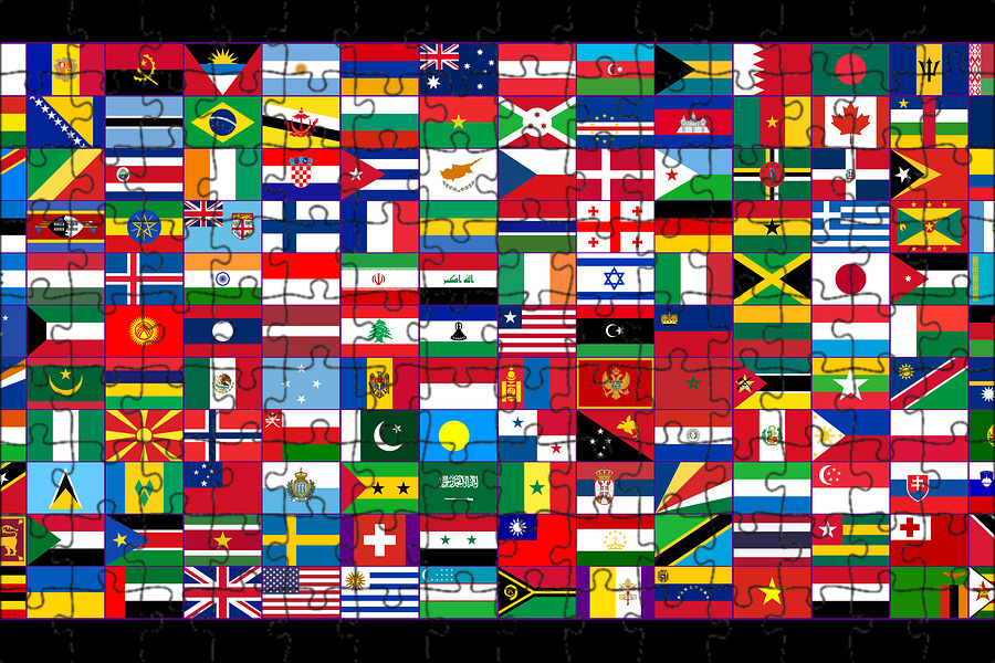 Магнитный пазл 27x18см."Флаги, страны, международный" на холодильник  #1