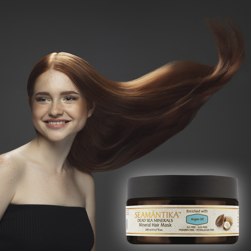 Seamantika Маска для волос Hair Mask Argan Oil с Арагновым маслом, увлажняющая, восстанавливающая, питательная, для роста волос, для сухих жирных окрашенных, без SLS SLES PARABEN Израиль 200мл - купить с доставкой по