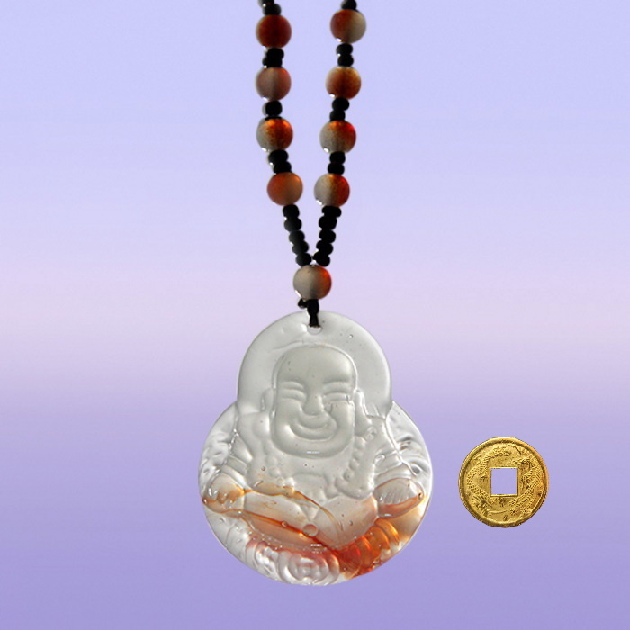 Чётки для медитации под камень с подвеской Хотей 6мм 38см 108 бусин + монета "Денежный талисман"  #1