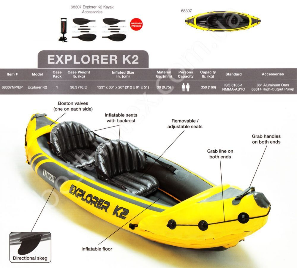 Надувной каяк Intex Explorer К2 Intex 68307 - купить с доставкой по ...