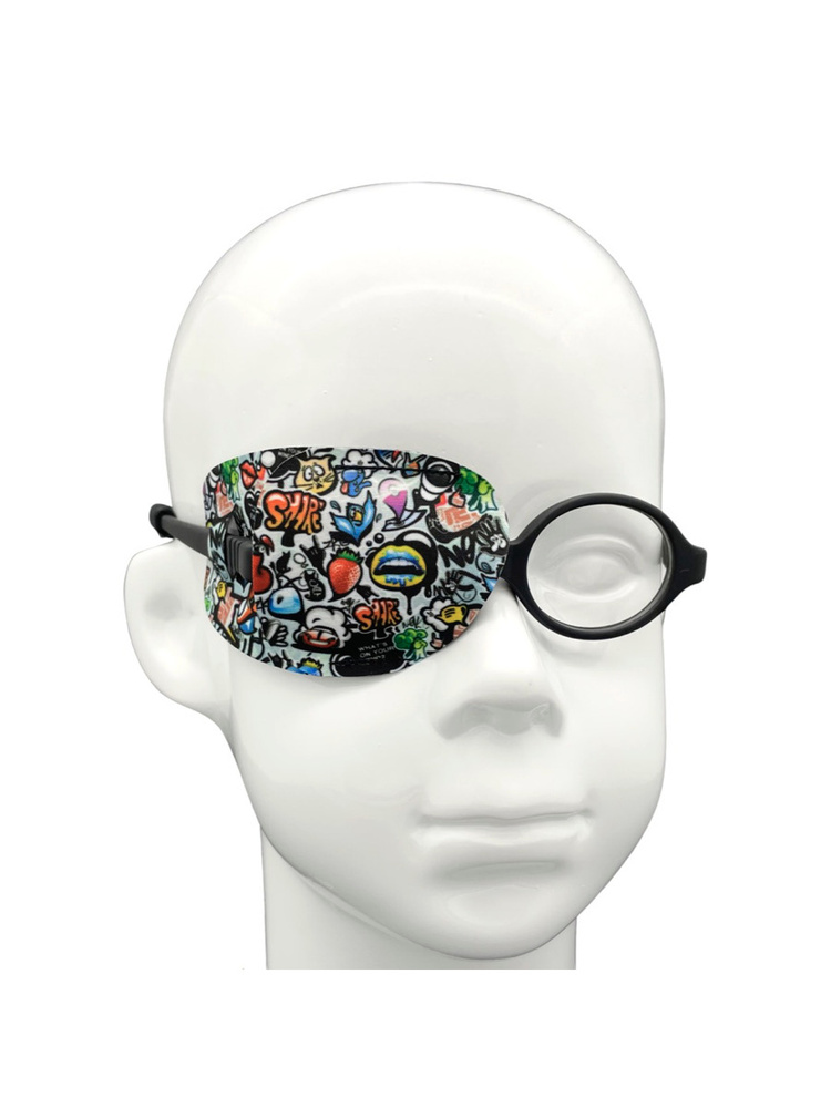 Окклюдер на очки eyeOK "Граффити", анатомический, для закрытия правого ...