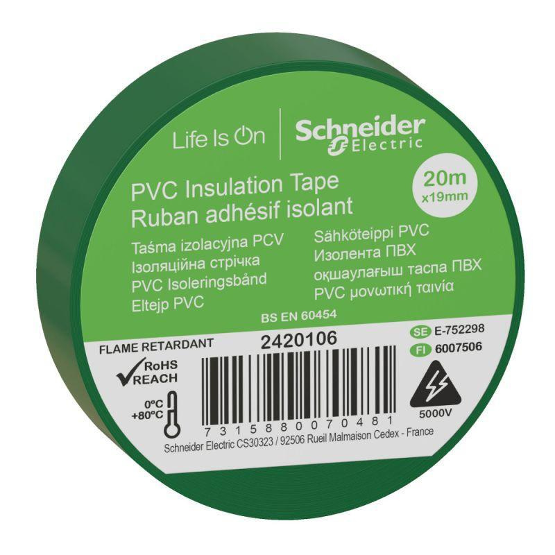 Изолента ПВХ 19мм (рул.20м) зел. SchE, SCHNEIDER ELECTRIC 2420106 (1 шт.) #1