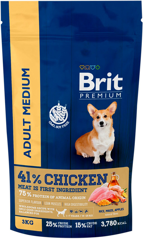 BRIT PREMIUM DOG ADULT MEDIUM 3 OZON 598379243