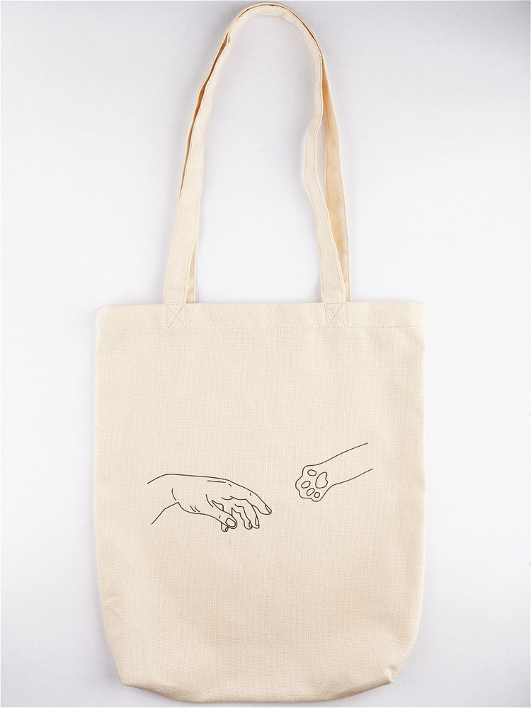 Хлопковая сумка шоппер с принтом "Сотворение кота" (Кот) / Шоппер на ...