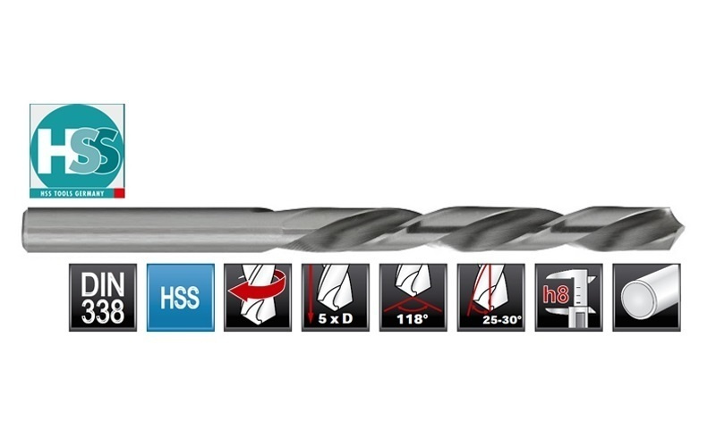 Сверло по металлу ц/x 5,0x86/46мм (LH-Левостороннее) DIN338 h8 5xD HSS-G 135гр H-Tools 1720-1050 (П) #1