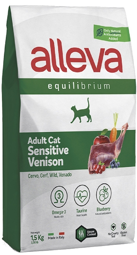 Сухой корм ALLEVA EQUILIBRIUM SENSITIVE VENISON ADULT CAT, для взрослых кошек с чувствительным пищеварением, #1