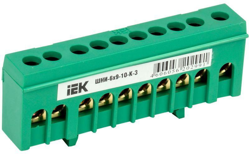 Шина PE "земля" в корпусном изоляторе на DIN рейку ШНИ-6х9-10-К-З IEK ...